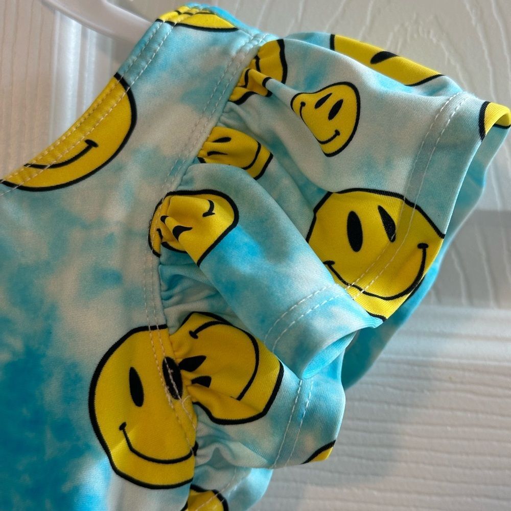 Posh Peanut Blue and Yellow Smiley Face Toddler Girl’s 18-24M Swimsuit - Picture 5 of 7